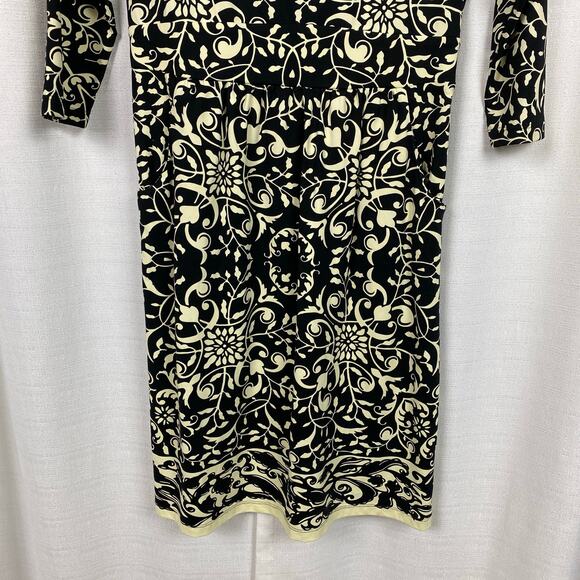 J.McLaughlin Black&Cream Print Emma Pocket Catalina Cloth Midi Dress Sz.S - Picture 4 of 11